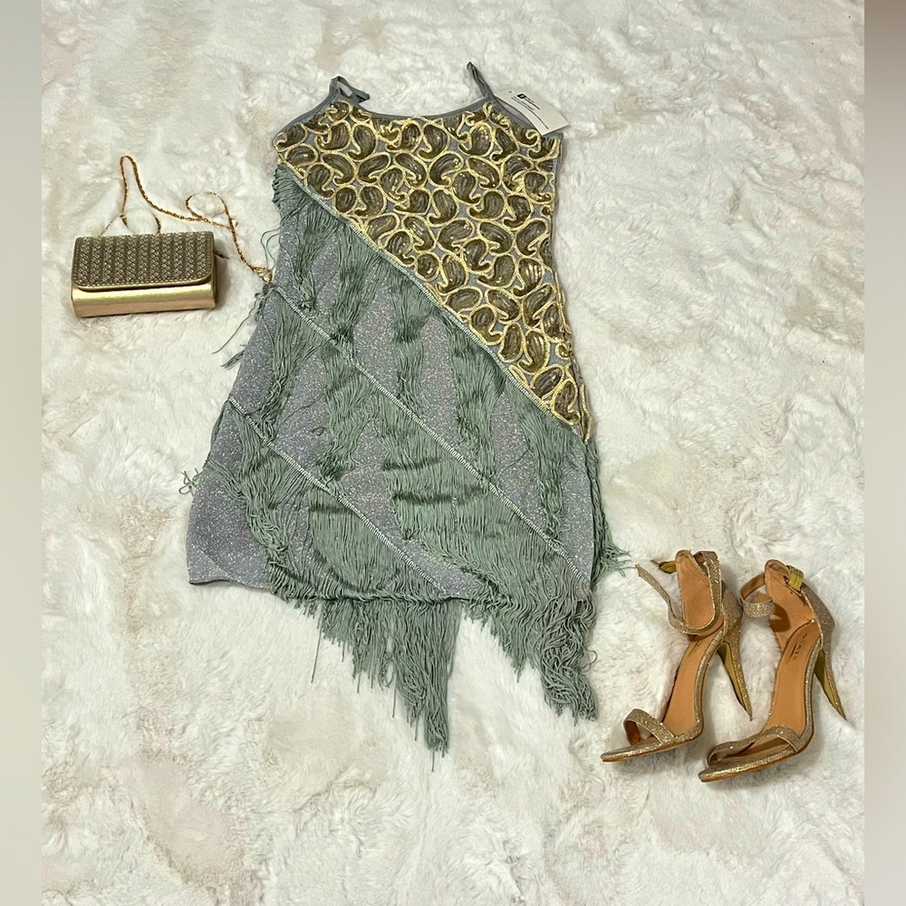 Gatsby thamed Cocktail dress with embroidered fringe sequins
